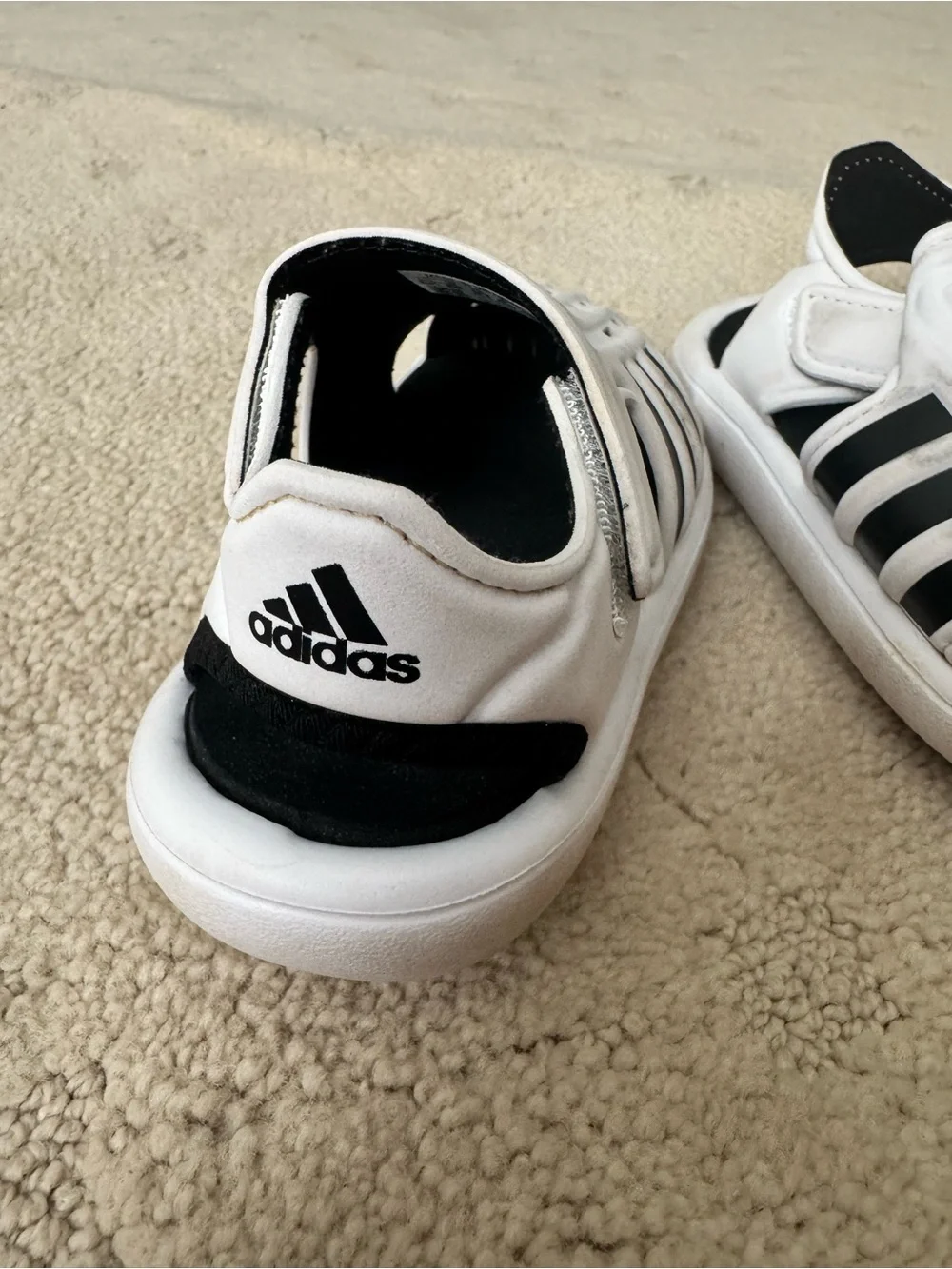 adidas White and Black Kids Sandal Sneakers